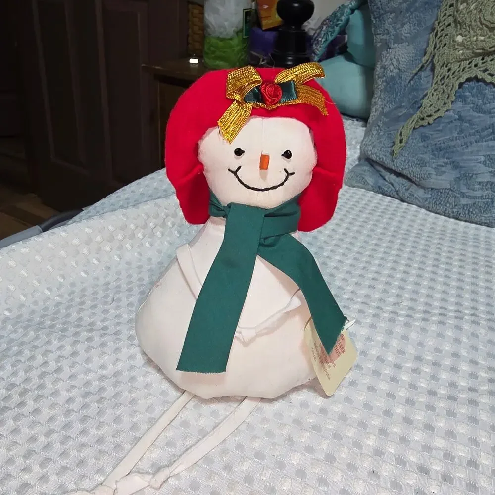 VINTAGE OVERLY RAKER INC WEIGHTED SNOWMAN SHELF SITTER CHRISTMAS DECOR